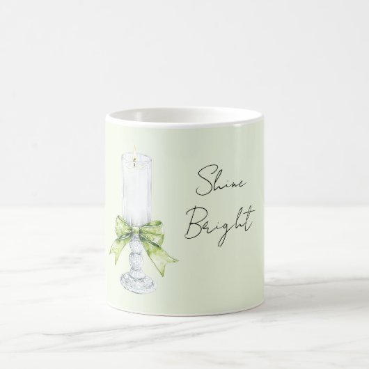 Mint Bow White Candle Shine Bright Kaffeetasse (Mittel)