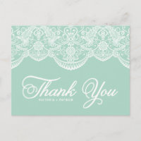 Mint Brocade Lace Wedding Danke Postcard