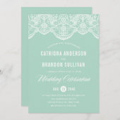 Mint Brocade Lace Wedding Einladung (Vorne/Hinten)