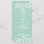 Mint Brocade Lace Wedding Menu Card Menükarte (Vorne/Hinten)