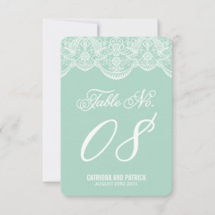Mint Brocade Lace Wedding Tischnummer Cards