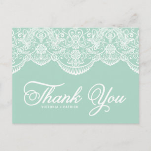 Mint Brokatspitze Hochzeit Danke Postkarte