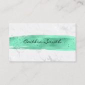 Mint Brush Stroke Silver White Foil Marmor Visitenkarte (Vorderseite)