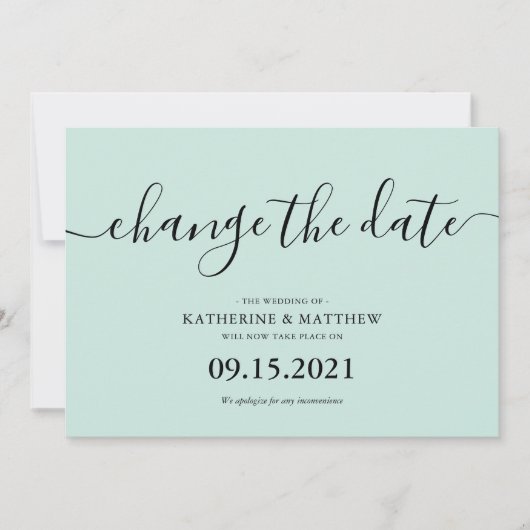 Mint Brush Typografie Reschvorgesehenen Hochzeit Save The Date (Vorderseite)