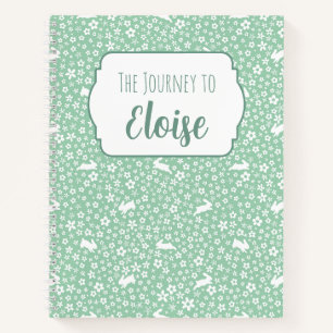 Mint Bunny Floral IVF Fruchtbarkeitsreise Premium Notizblock