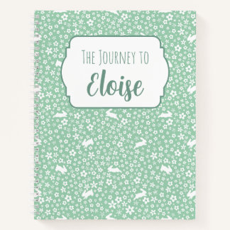 Mint Bunny Floral IVF Fruchtbarkeitsreise Premium Notizblock