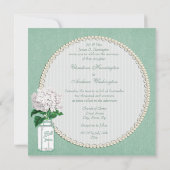 Mint Burlap, Mason Jar und Hydrangea Hochzeit Einladung (Rückseite)