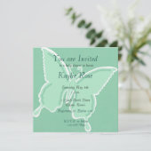Mint Butterfly Einladung (Stehend Vorderseite)