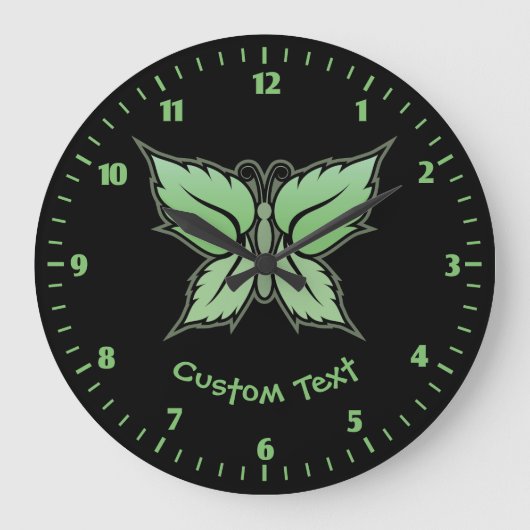 Mint Butterfly Große Wanduhr (Vorderseite)
