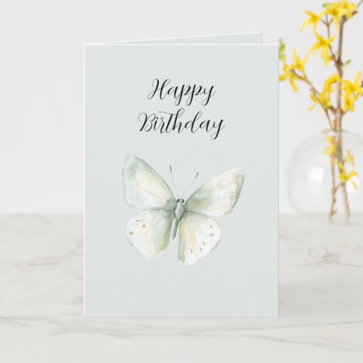 Mint Butterfly Joy Karte (Gelbe Blume)