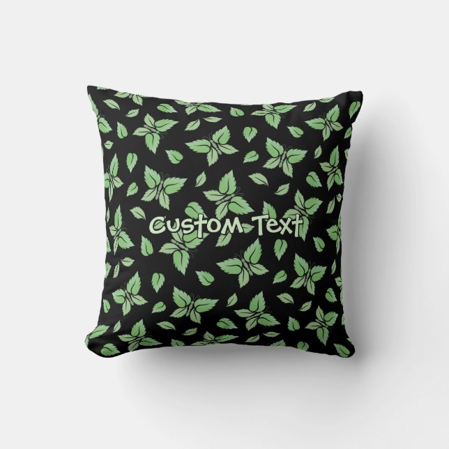 Mint Butterfly Pattern Kissen (Vorderseite)