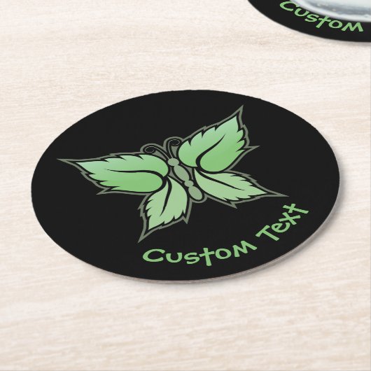 Mint Butterfly Runder Pappuntersetzer (Angewinkelt)