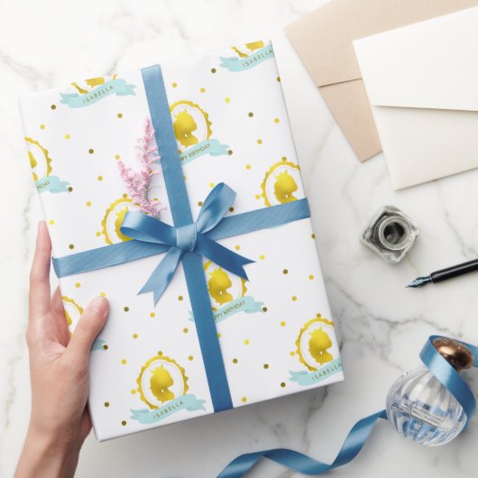 Mint Cameo Princess Birthday Geschenkpapier (Schenken)