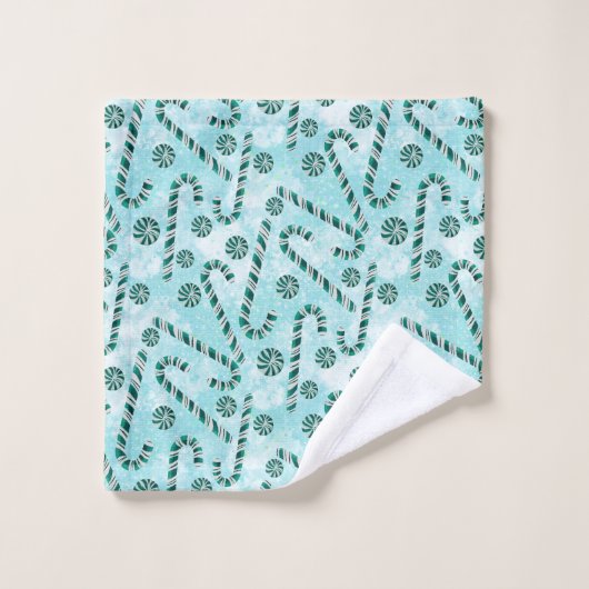 Mint Candy Cane Christmas Mint Candy Cane Christma Badhandtuch Set (Waschlappen)