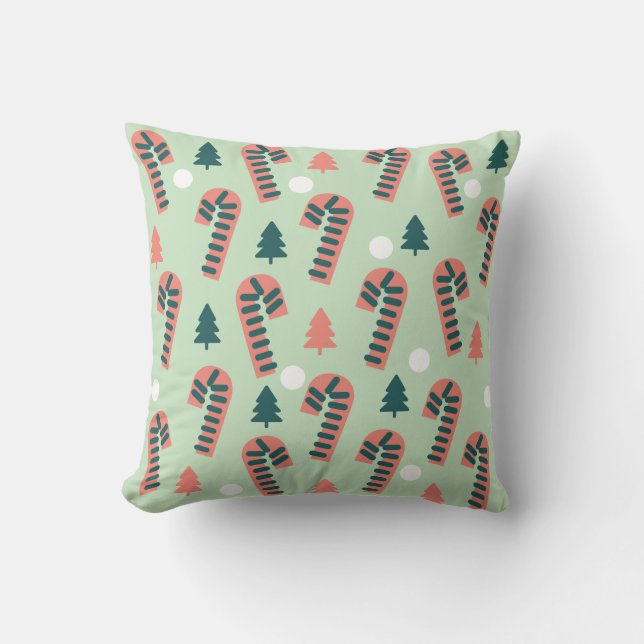 Mint Candy Cane Pattern Kissen (Vorderseite)