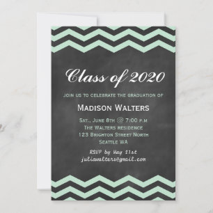 Mint & Chalkboard Abschluss Einladung