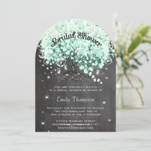 Mint Chalkboard Herzstück Leaf Tree Brautparty Einladung