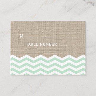 Mint Chevrons auf Burlap-Platzkarte Platzkarte