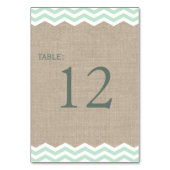 Mint Chevrons auf Burlap-Tischnummer Tischnummer (Rückseite)
