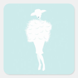 Mint Chic Fashion Lady Square Sticker