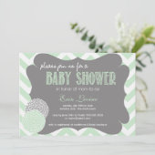 Mint Chic Zickzack Baby Dusche Einladung (Stehend Vorderseite)