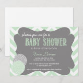 Mint Chic Zickzack Baby Dusche Einladung (Vorne/Hinten)