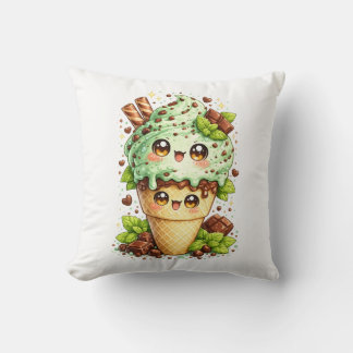 Mint Chocolate Chip Ice Cream Cone Kawai Cushion  Kissen