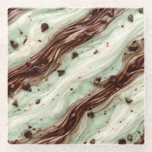 Mint Chocolate Chip Milkshake Marble Design Glasuntersetzer (Vorderseite)
