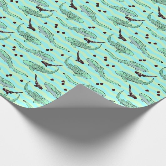 Mint Chocolate Chip Zebra Sharks Geschenkpapier (Ecke)