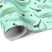 Mint Chocolate Chip Zebra Sharks Geschenkpapier (Rolleneckpunkt)