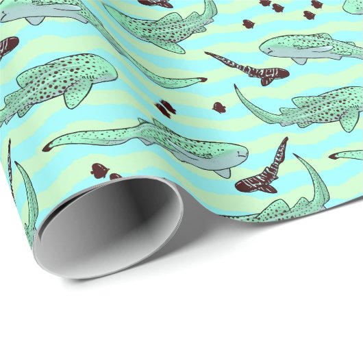 Mint Chocolate Chip Zebra Sharks Geschenkpapier (Rolleneckpunkt)