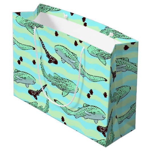 Mint Chocolate Chip Zebra Sharks Große Geschenktüte (Rückseite Schrägansicht)