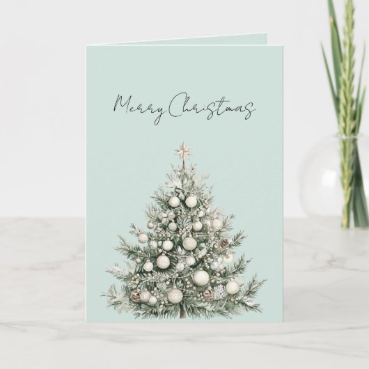 Mint Christmas Ornaments Tree Karte (Vorderseite)
