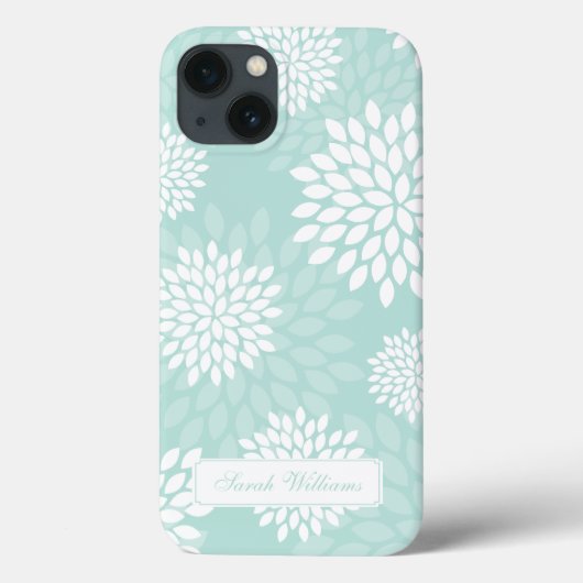 Mint Chrysanthemums Blumenmuster Case-Mate iPhone Hülle (Rückseite)