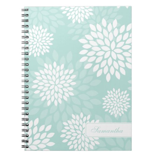 Mint Chrysanthemums Blumenmuster Notizblock (Vorderseite)
