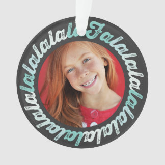 Mint Circle Falalala Bold Script Foto Weihnachten Ornament
