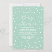 Mint Confetti Dots Muster Baby Dusche Einladung (Vorderseite)