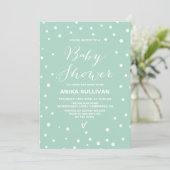 Mint Confetti Dots Muster Baby Dusche Einladung (Stehend Vorderseite)