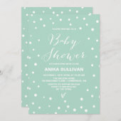 Mint Confetti Dots Muster Baby Dusche Einladung (Vorne/Hinten)
