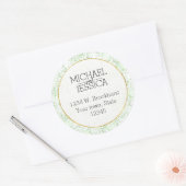 Mint Confetti Dots Personalisierter Name und Ansch Runder Aufkleber (Umschlag)