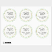 Mint Confetti Dots Personalisierter Name und Ansch Runder Aufkleber (Blatt)