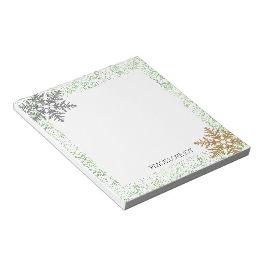 Mint Confetti Dots Snowflakes Notizblock (angewinkelt)