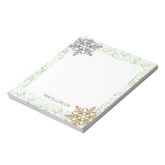 Mint Confetti Dots Snowflakes Notizblock (Rotiert)