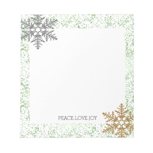 Mint Confetti Dots Snowflakes Notizblock (Vorderseite)