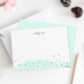 Mint | Confetti Pop Personalisiert Stationery Flat Mitteilungskarte