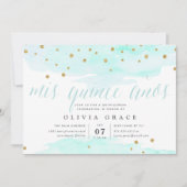 Mint Confetti Pop | Quinceanera Einladung (Vorderseite)