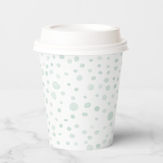 Mint Confetti Wasserfarbe Dots Papier Cup Pappbecher (Vorderseite)