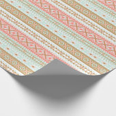 Mint Coral Aztec Tribal Gift Wrap Geschenkpapier (Ecke)