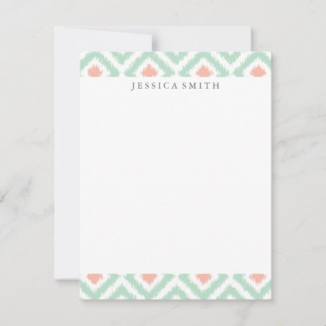 Mint Coral Diamonds Ikat Muster (Vorderseite)