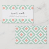 Mint Coral Diamonds Ikat Muster Telefonnummerkarte (Vorne/Hinten)